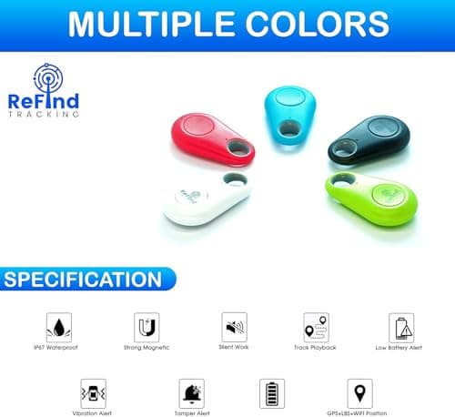 ReFind Smart Tracker for Android and iPhone. Mini GPS Tag Bluetooth 5.0 Key Finder. Samsung AirTag Alternative for Keys, Pets, Wallets and Luggage (Black) — view 4