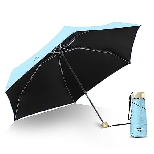 RiToEasysports Mini Foldable Umbrella with UV Protection and Wind Proof Features Ideal for Travel and Daily Use Alloy Impact Cloth (Sky Blue) — view 5