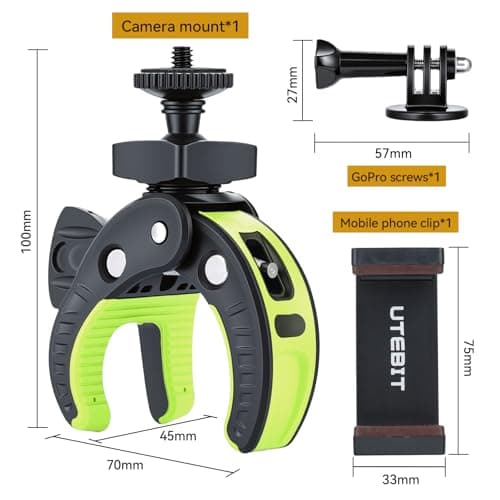 UTEBIT Motorcycle Phone Holder, Aluminium Alloy Max Opening 45mm — view 6