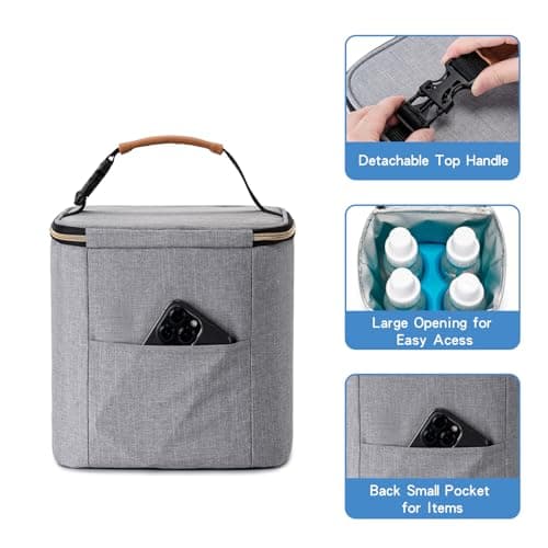 BABEYER Breastmilk Cooler Bag with Ice Pack, Insulated Baby Bottles Bag for 4 Baby Bottles(up to 120ml-270ml) for Daycare Travel Nursing Mom, Grey — view 4