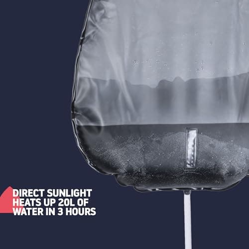 Hillington Solar Powered Camping Shower Complete with Heavy Duty 20L PVC Bag, Long Flexible Hose and Adjustable Shower Head and Temperature Display Thermometer — view 3