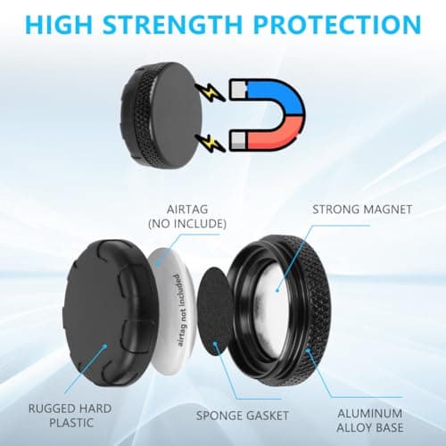 Ainiv Magnetic Bicycle Mount for AirTag, IPX6 Waterproof Holder for AirTag, Hidden Shockproof Holder Accessories Compatible with Apple Air Tag Device, for Bicycles, Motorcycles, Cars, Luggage — view 4