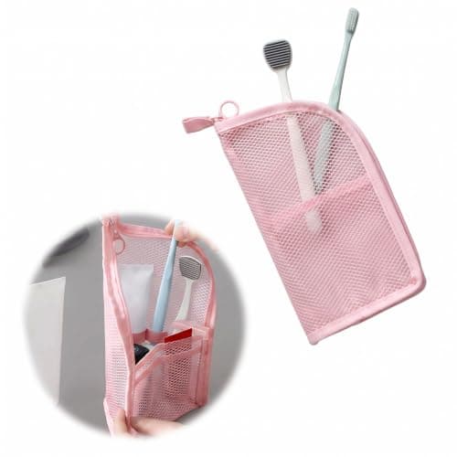 Travel Toiletry Bag Freestanding Large Capacity Waterproof Makeup (Pink) — view 2