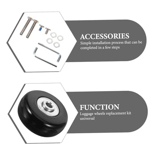 2pcs Luggage Wheel Replacement Kit for Spinner Suitcases, Black — view 5