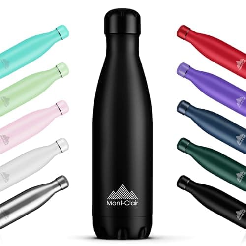 Mont-Clair l'O Stainless Steel Water Bottle, Vacuum Insulated - BPA Free, 12h Hot & 24h Cold Drinks, Metal Water Bottle 750ML Leakproof, Ideal for Adult, Kids, Running - Black