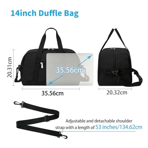 YoKelly Small Duffle Bag 14 inch Carry On Mini Duffel Bag Lightweight for Travel Gym Sport-Black — view 5