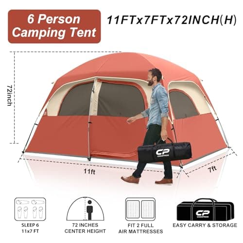 CAMPROS CP 4-6 Person Tent, Waterproof Family Camping Tent with Rain Cover — view 2