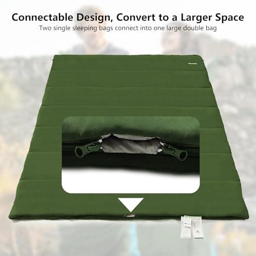 Naturehike Sleeping Bags for Adults, Lightweight Rectangular Spliceable 3 Season Sleeping Bag, for Outdoor Camping, Hiking Green — view 4