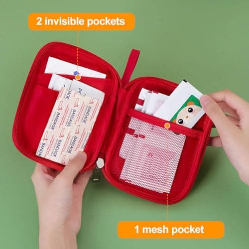 EQLEF First Aid Bag Empty Small, Mini First Aid Kit Pouch Red Travel Medicine Bag Portable Medical Organizer Bag Waterproof First Aid Kit Empty for Car Office School or Outdoors (Green) — view 6