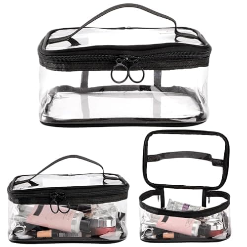 Peohud 4 Pack Clear Makeup Bags with Zipper, Waterproof Toiletry Bag, Portable Cosmetics Bags, Transparent Travel Storage Pouch Toiletry Bag Organizer with Handle for Bathroom, Travel, Vacation — view 5