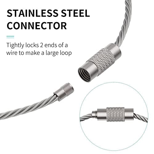 Uniclife 20 Pack Wire Keychain Cable 13cm Large Steel Key Ring Hoop Chain — view 6