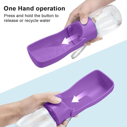 SOICTA Portable Dog Water Bottle for Walking 19 OZ or 12 OZ Portable Pet Water Bottles for Puppy Small Medium Large Dogs Water Dispenser Bowl Dog Accessories(12OZ Purple) — view 3