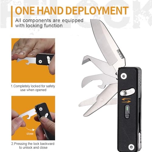 ROXON S504G Mini Flex Companion-7 in 1 Multitool EDC Pocket Knife with G10 Handle, Box Cutter, Short Sheepsfoot Blade, Short Scissors, Bottle & Can Opener, 4mm Bit, Tweezers and Toothpick — view 3