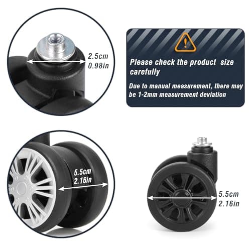 Zoofen Luggage Wheels Replacement 4 pcs Suitcase Replacement Wheels Wear-Resistant Spinner Wheels for Most Suitcase Repair, Silver, 55 mm, Zln-5 — view 2