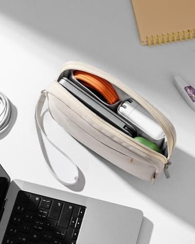 Inateck Electronics Organizer, Water-Resistant Travel Organizer, Multi-Purpose Accessory Bag, Compatible with Mouse, Cables, Mobile Power, USB Flash Drive, S, Beige — view 6