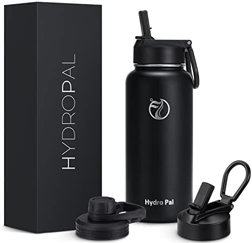 HydroPal Vacuum Insulated 1L Stainless Steel Water Bottle with Dual Lids