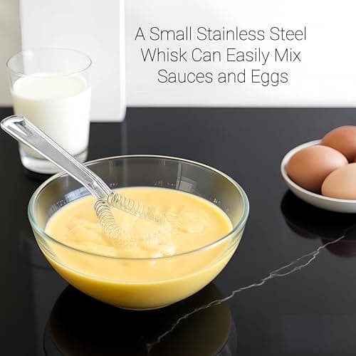 AJIMAOMI Food Grade Stainless Steel Whisk, 20.5cm Mini Portable Hand Mixer for Eggs, Coffee, Cream, Milk, Sauce, Honey, Drinks & Pancake Batter - Lightweight Manual Egg Beater — view 3
