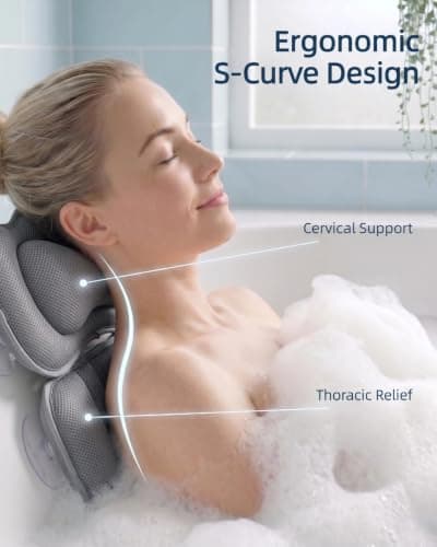 KEIY Bath Pillow For Tub, 2-Piece Head And Back Support, Grey — view 5