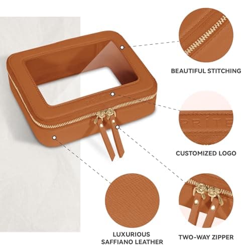 Prite Clear Makeup Bag Cosmetic Case Travel Toiletry Bag, Brown, Standard — view 5