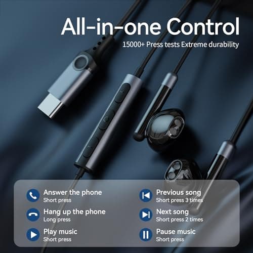 BENEWY In-Ear Headphones, Type C Earphones Wired Earbuds with Microphone — view 2