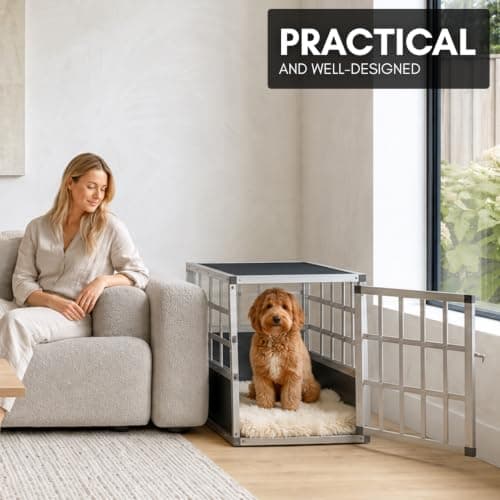 CADOCA® XL Aluminium Dog Crate for Car Boot Dog Travel Crate 89x70x51cm — view 5