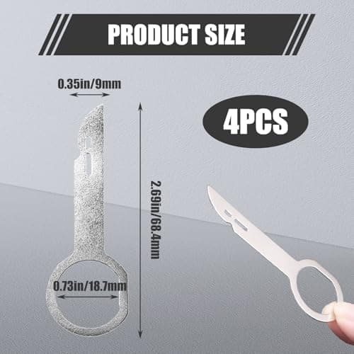 4 Pcs Radio Removal Tool Keys, Radios/DVD/CD Release Key Extraction Tools, Stainless Steel Pin Stereo Adapter Disassembly Tool, Universal Media Player Pins for Audi VW VolksWagen (Silver) — view 2