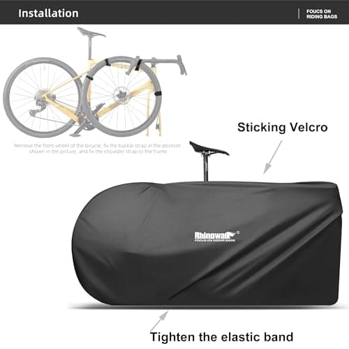 Rhinowalk Bicycle Transportation Bag Ultralight Bike Travel Carrying Bag Lightweight Storage Case Cycling Accessories for 26 inch to 27.5 inch Mountain and 700C road bike (Black) — view 2