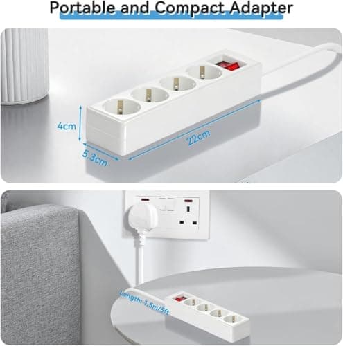 European to UK Plug Adapter,SHUOMAO 4 Way 2 Pin EU to 3 Pin UK Adapter — view 6