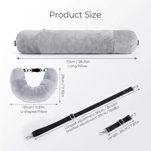 starfa lab Fillable Neck Pillow for Travel, Fillable U-Shaped Pillow with Adjustable Straps, Stuff Clothes for Extra Storage, Portable Travel Essentials for Airplane, Train and Car (Grey) — view 2