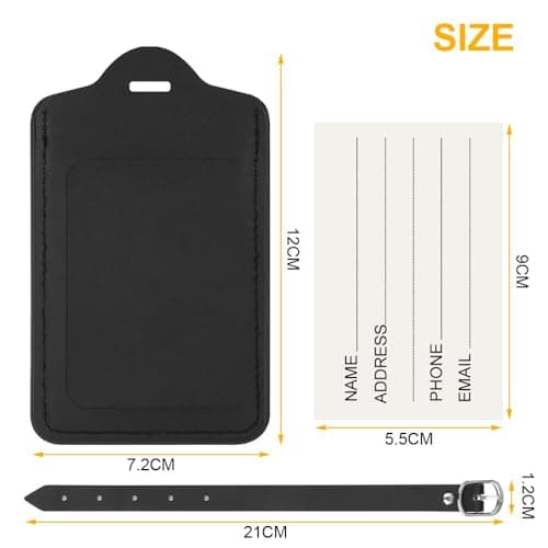 flintronic Travel Luggage Tags, 2PCS Baggage Labels, Suitcase ID Tags, Handbag Tag Labels, Luggage Suitcases Tags for Preventing Loss of Bags and Suitcases, Black — view 2