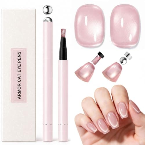 Cat Eye Gel Pen, No Base/Top Need, Snap-On Magnet, Sheer Pink Glass Glitter