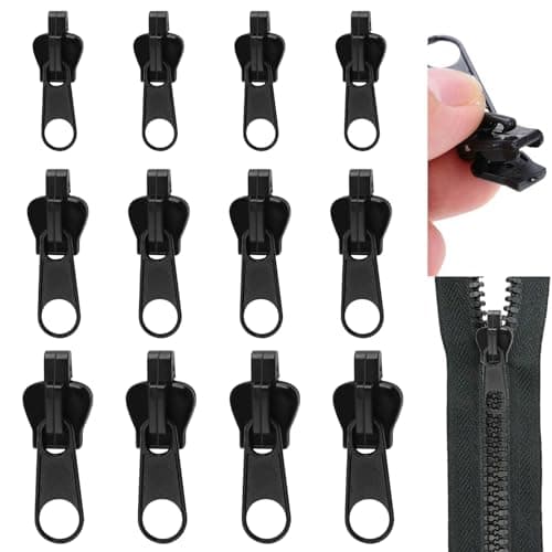 FEIGO Zip Repair Kit, 12pcs Replacement Zipper Pulls, Universal Detachable Zipper Fixer for Jackets, Luggage, Bags, Backpacks, Suitcases (3 Sizes, No Sewing Required)