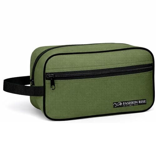 Water-Resistant Toiletry Bag for Men & Women - Lightweight Travel Wash Bag with Multiple Compartments, Compact Dopp Kit Cosmetic Organizer, Durable Nylon Shaving & Makeup Storage Case (Olive Green)