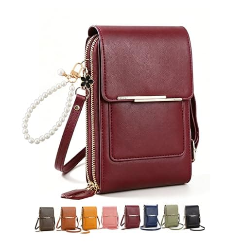OADAA 2026 New Anti-Theft Leather Bag for Women, Touchscreen Phone Crossbody Bag for Women, Touchscreen Crossbody Purse with 1Pc Keychain (Wine Red)