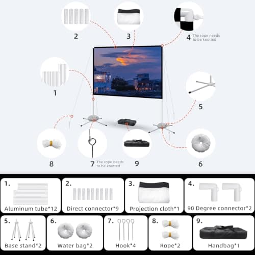 AODIOU Portable 60" Projector Screen, 16:9, Wrinkle-Free, Lightweight, Aluminum & Polyester, Manual, Floor & Table Mount — view 3
