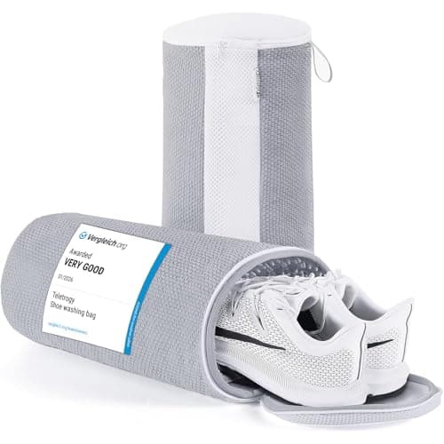 Teletrogy Shoe Washing Machine Bag 2Pcs with Hidden Zipper, Grey, Max UK14
