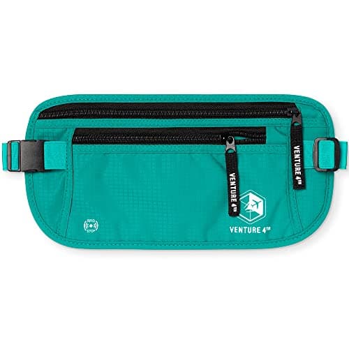 VENTURE 4TH Slim Passport Holder RFID Blocking Travel Pouch - Protect Cash, Credit Cards and Documents, Turquoise, One Size, Minimalist