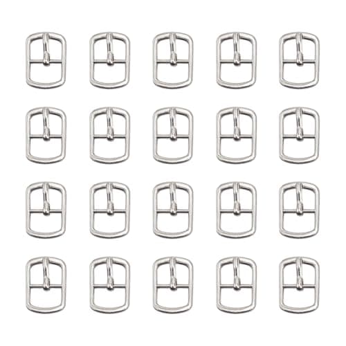 FSSTUD 20 Pcs Metal Shoe Buckles Replacement Small Single Prong Buckle Adjustable Slide Bag Buckles Mini Leather Belt Buckle Roller Pin Buckle Hardware for Backpacks Braces