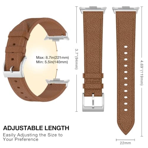 BDIG Leather Strap Compatible with Xiaomi Smart Band 10 Pro/9 Pro/8 Pro & for Xiaomi Redmi Watch 6/5/4, Genuine Leather Strap, Black Replacement Strap for Men and Women with Stainless Steel Clasp — view 5