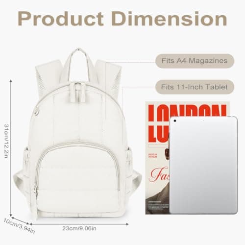 AOOSA Backpacks for Women, Lightweight Small Backpack, White — view 2