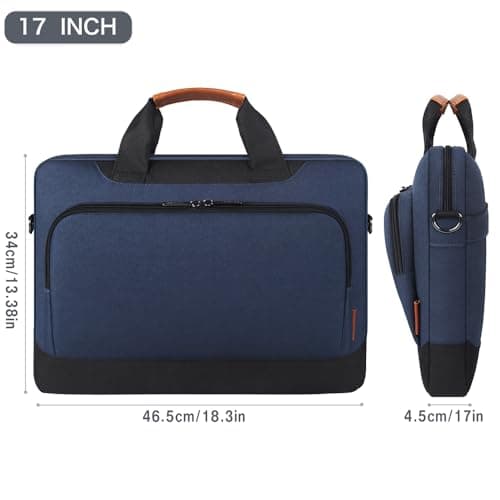 DOMISO 17-17.3 Inch Laptop Sleeve Business Briefcase Shoulder Bag - Compatible with 17" Laptops, Blue — view 6