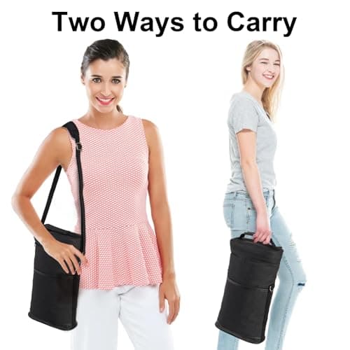 ZEAYEA 2 Bottle Wine Tote Carrier, Insulated Padded Wine Cooler Bag with Shoulder Strap, Portable Wine Tote Bag for Travel, Party, Christmas, Wine Tasting, Great Gift for Wine Lover — view 6