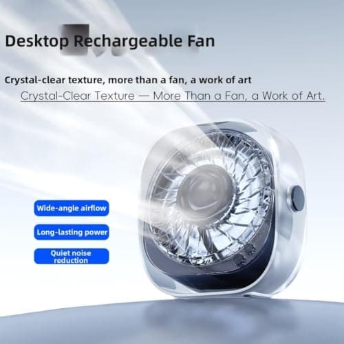 LatoYard Small Table Fan with LED Light 4 Speeds Cream — view 2