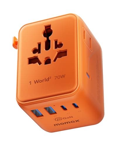 MOMAX Universal Travel Adapter 70W GaN, Travel Plug Adapter for UK/EU/AU/US