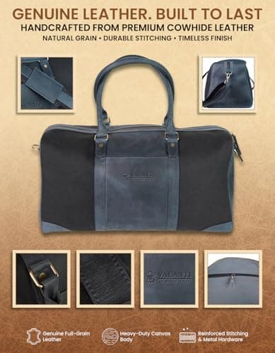 Genuine Leather Large Holdall Bag for Men & Women — view 4