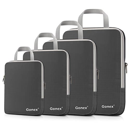 Gonex Compression Packing Cubes, 4-Piece Expandable Travel Organisers