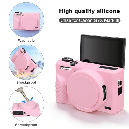 BOVKE Hard Case + Silicone Cover for Canon Powershot G7 X Mark III, Pink — view 4