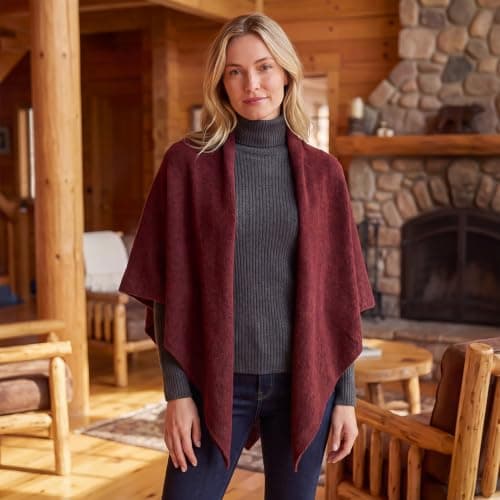 HEDYX Women's Pashmina Shawls and Wraps for Autumn Winter(Burgundy) — view 5