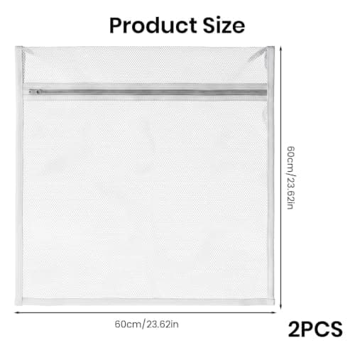 2 PCS Grey Coarse Mesh Laundry Bags with Zips, Large Reusable Washing Bags for Laundry Delicates, Durable Wash Bags for Washing Machine, Sweater, Coat, Lingerie, Travel Organizer — view 2