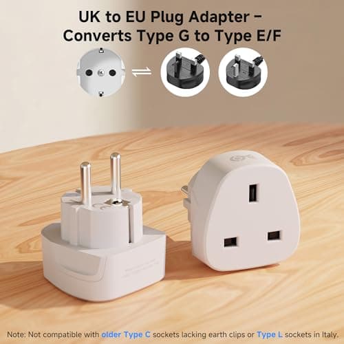 Cable Matters UK to EU Plug Adapter, Grounded Type G to Type E/F — view 2
